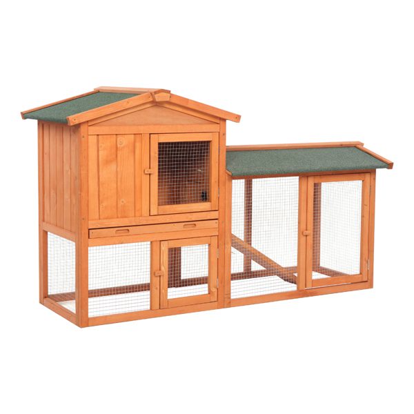 61" Wooden Chicken Coop Hen House Rabbit Wood Hutch Poultry Cage Habitat Rabbit Cage