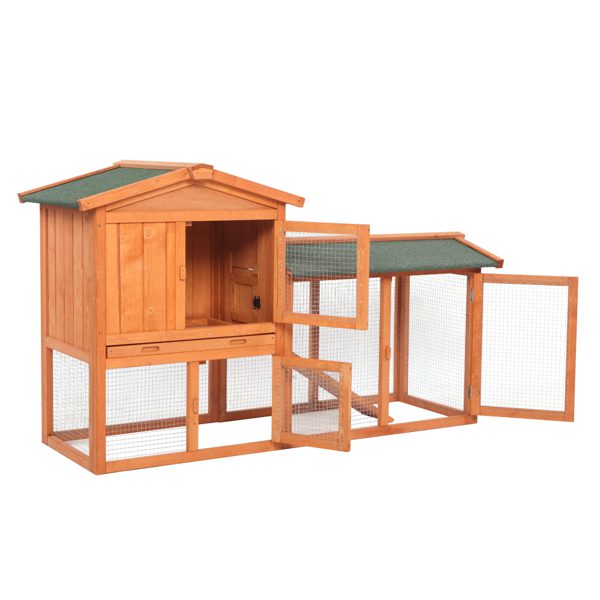 61" Wooden Chicken Coop Hen House Rabbit Wood Hutch Poultry Cage Habitat Rabbit Cage