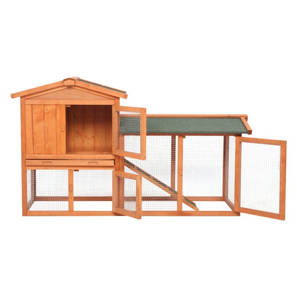 61" Wooden Chicken Coop Hen House Rabbit Wood Hutch Poultry Cage Habitat Rabbit Cage