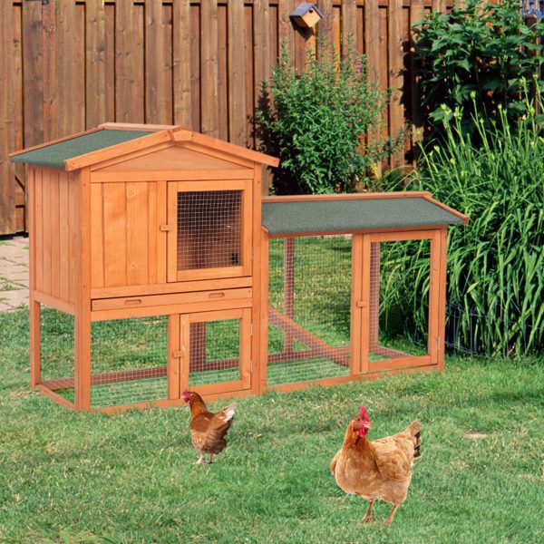 61" Wooden Chicken Coop Hen House Rabbit Wood Hutch Poultry Cage Habitat Rabbit Cage