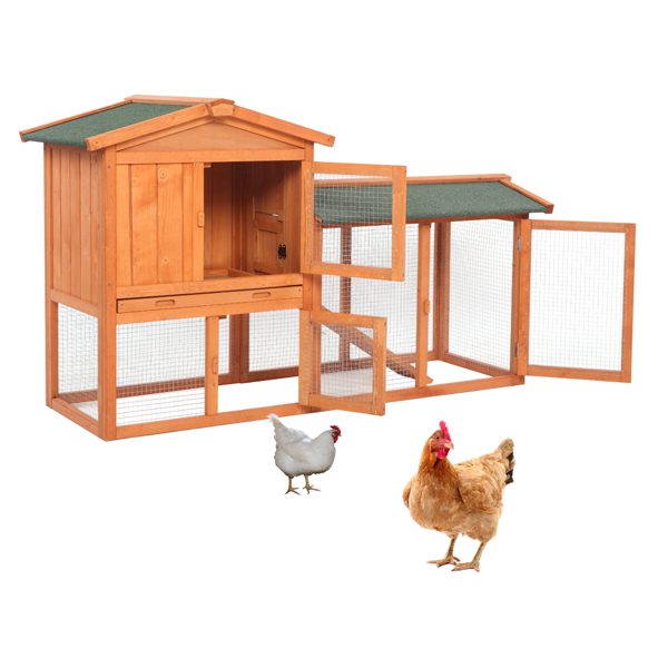 61" Wooden Chicken Coop Hen House Rabbit Wood Hutch Poultry Cage Habitat Rabbit Cage