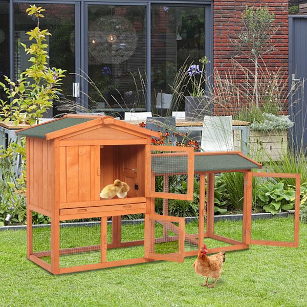 61" Wooden Chicken Coop Hen House Rabbit Wood Hutch Poultry Cage Habitat Rabbit Cage