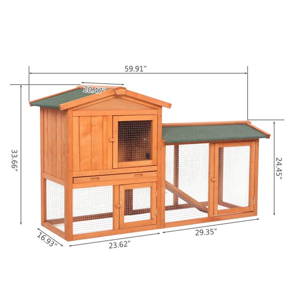 61" Wooden Chicken Coop Hen House Rabbit Wood Hutch Poultry Cage Habitat Rabbit Cage