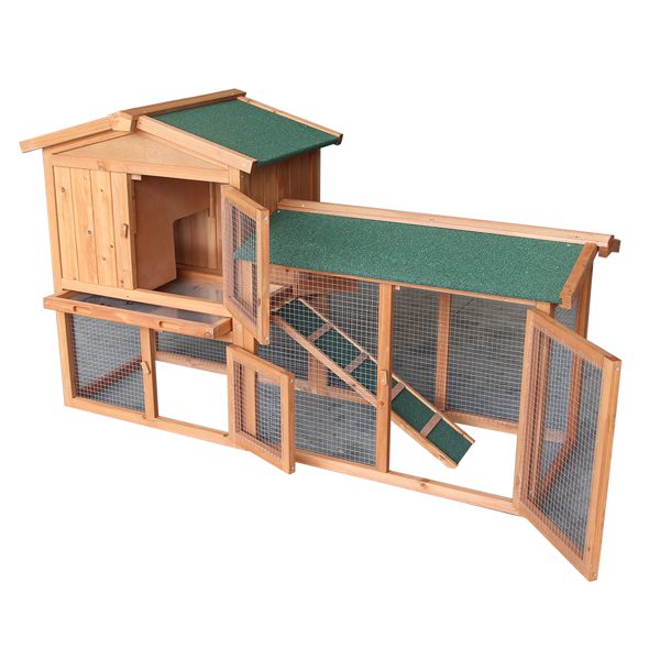 61" Wooden Chicken Coop Hen House Rabbit Wood Hutch Poultry Cage Habitat Rabbit Cage