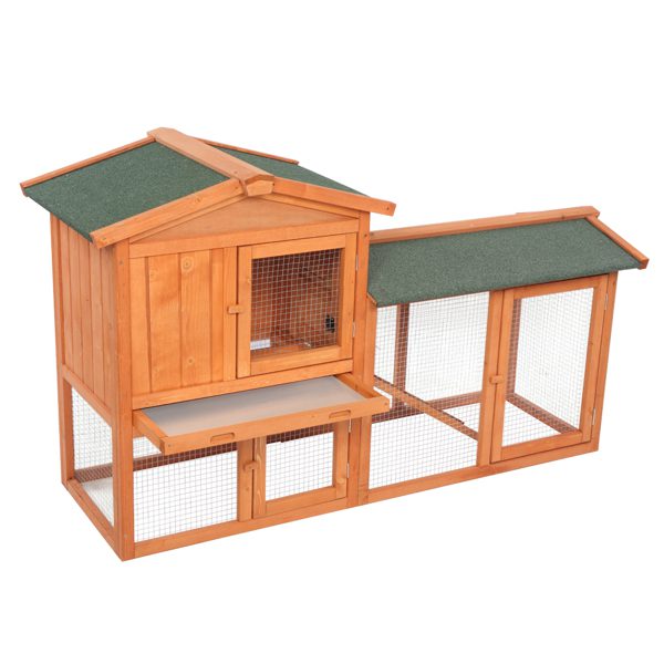 61" Wooden Chicken Coop Hen House Rabbit Wood Hutch Poultry Cage Habitat Rabbit Cage