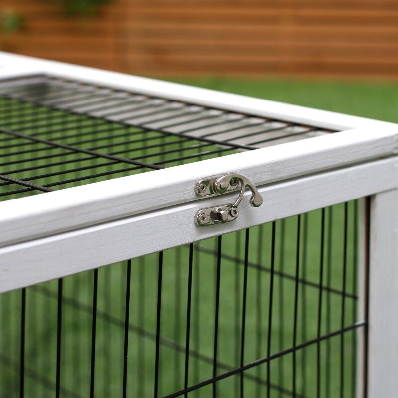 Rabbit Hutch Metal Bunny Cage, Wire and Easy Clean Tray with 2 House Levels and Patio Space 59" L x 20.75" W x 26.75" H