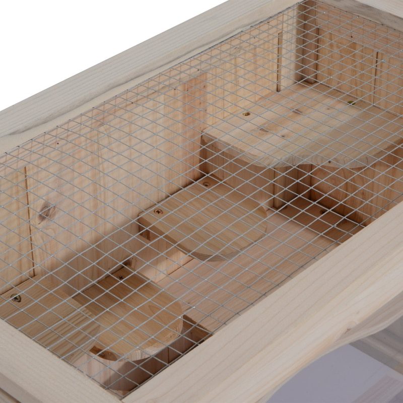 Wooden Hamster Cage Rabbit Guinea Pig Chinchilla Pet House 2 Levels Small Animals Habitat Home w/ openable roof & Window