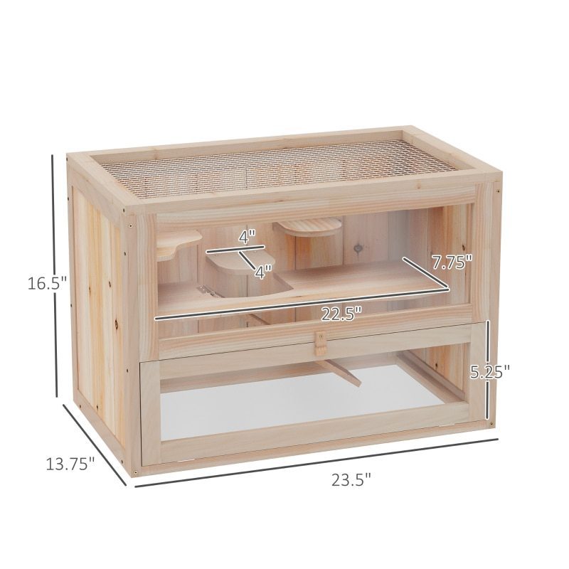 Wooden Hamster Cage Rabbit Guinea Pig Chinchilla Pet House 2 Levels Small Animals Habitat Home w/ openable roof & Window