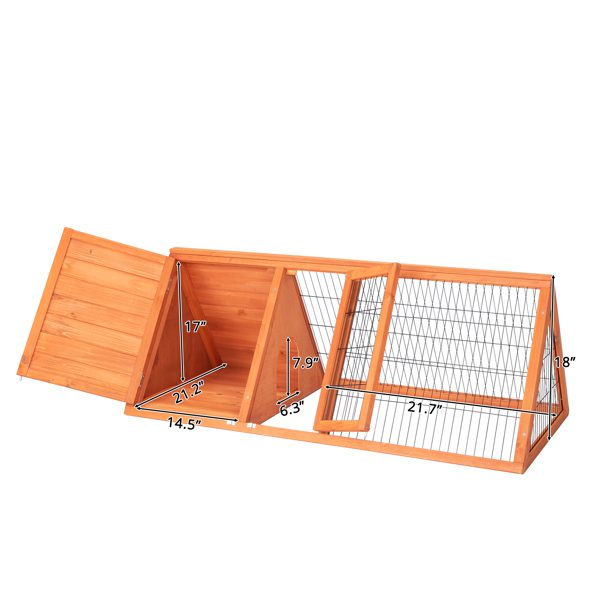 50" Wooden Rabbit Guinea Pig Hutch Wooden Rabbit Guinea Pig House Wooden Triangle Pet House (50.4 x 23.6 x 19.7)"