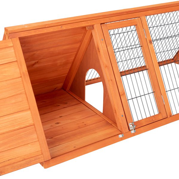 50" Wooden Rabbit Guinea Pig Hutch Wooden Rabbit Guinea Pig House Wooden Triangle Pet House (50.4 x 23.6 x 19.7)"