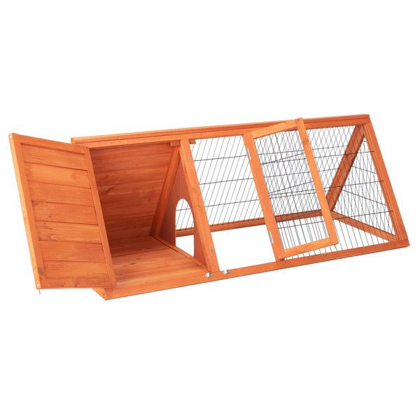 50" Wooden Rabbit Guinea Pig Hutch Wooden Rabbit Guinea Pig House Wooden Triangle Pet House (50.4 x 23.6 x 19.7)"