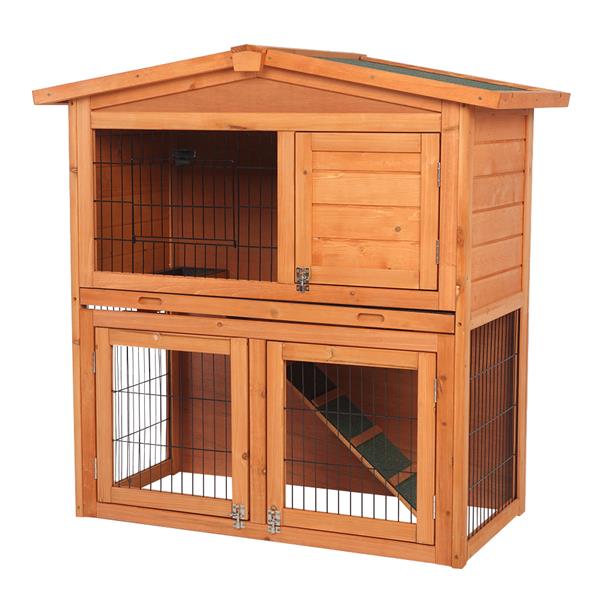 40" Triangle Roof Waterproof Wooden Rabbit Hutch A-Frame Pet Cage Wood Small House Chicken Coop