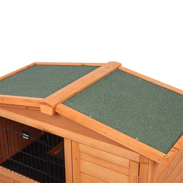 40" Triangle Roof Waterproof Wooden Rabbit Hutch A-Frame Pet Cage Wood Small House Chicken Coop