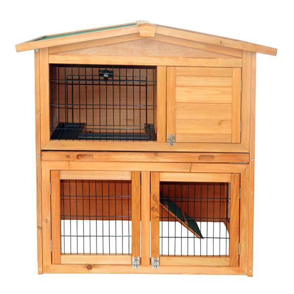 40" Triangle Roof Waterproof Wooden Rabbit Hutch A-Frame Pet Cage Wood Small House Chicken Coop