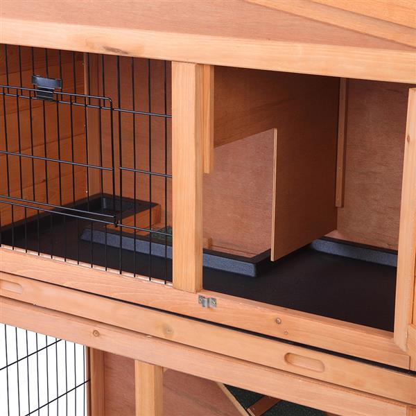 40" Triangle Roof Waterproof Wooden Rabbit Hutch A-Frame Pet Cage Wood Small House Chicken Coop