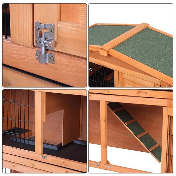 40" Triangle Roof Waterproof Wooden Rabbit Hutch A-Frame Pet Cage Wood Small House Chicken Coop