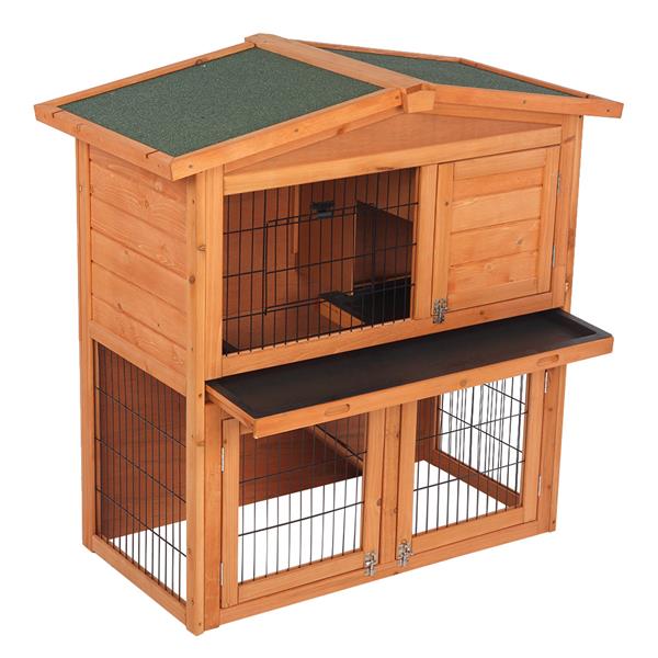 40" Triangle Roof Waterproof Wooden Rabbit Hutch A-Frame Pet Cage Wood Small House Chicken Coop