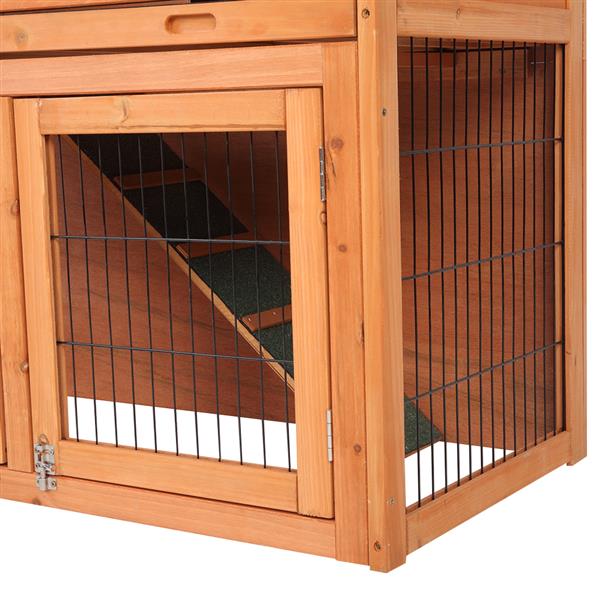 40" Triangle Roof Waterproof Wooden Rabbit Hutch A-Frame Pet Cage Wood Small House Chicken Coop