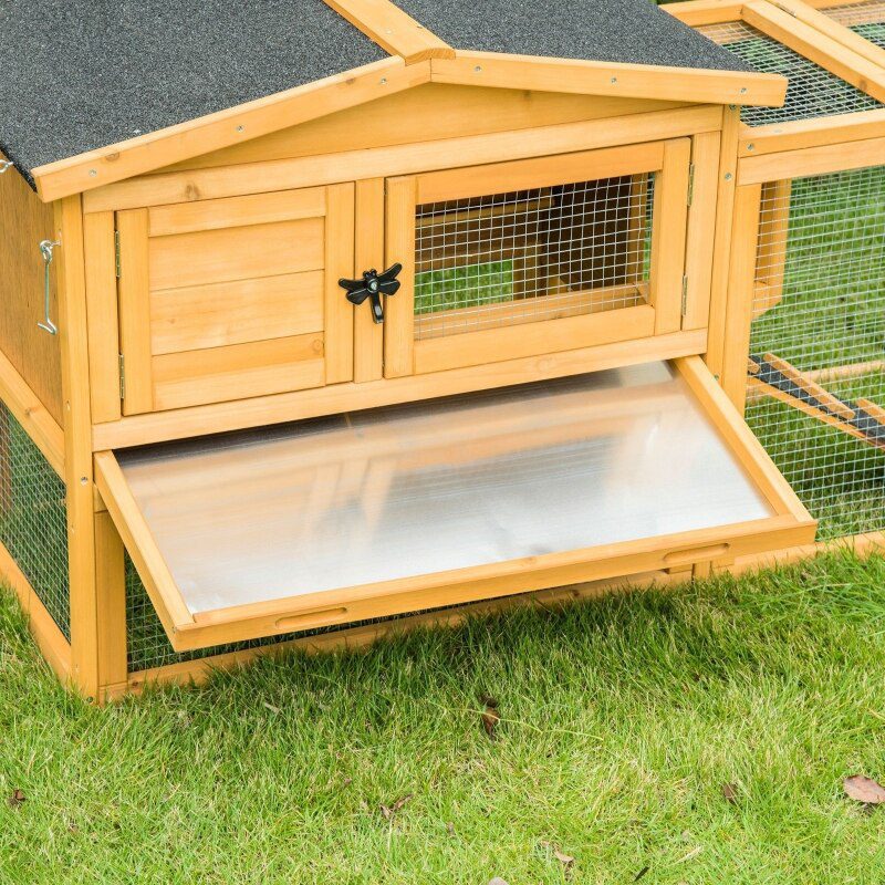 Solid Wood Rabbit Hutch with 2 House Levels and Patio Space 59" L x 20.75" W x 26.75" H