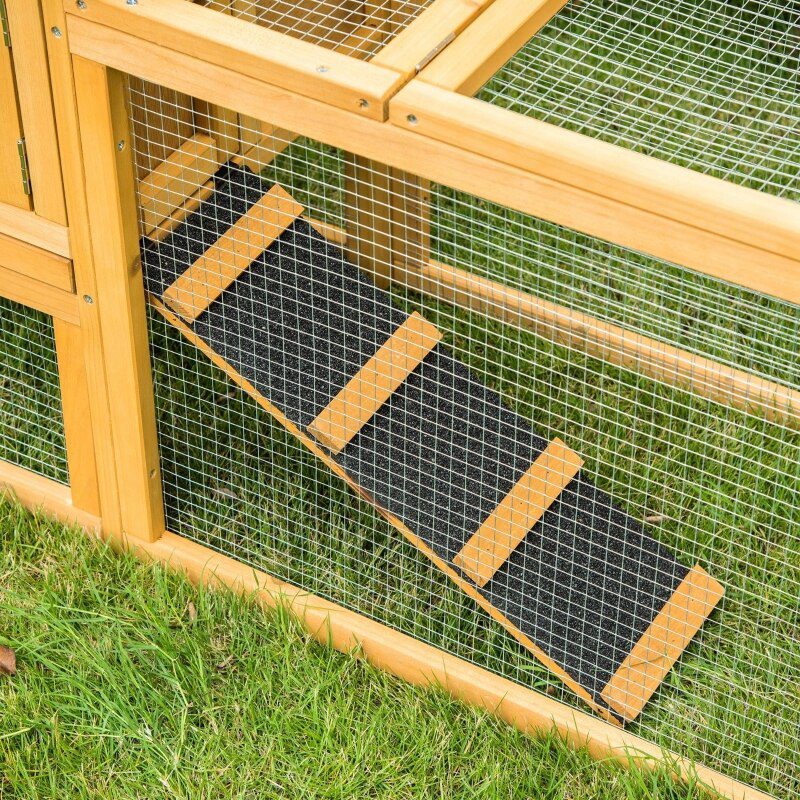 Solid Wood Rabbit Hutch with 2 House Levels and Patio Space 59" L x 20.75" W x 26.75" H