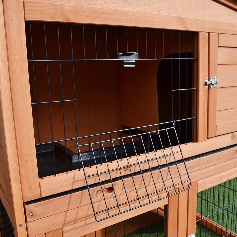 2 Tier Rabbit Hutch Guinea Pig Hutch Ferret Cage with Ramp Slide Out Tray for Indoor Outdoor 39.6"L x 21.7"W x 39.8"H