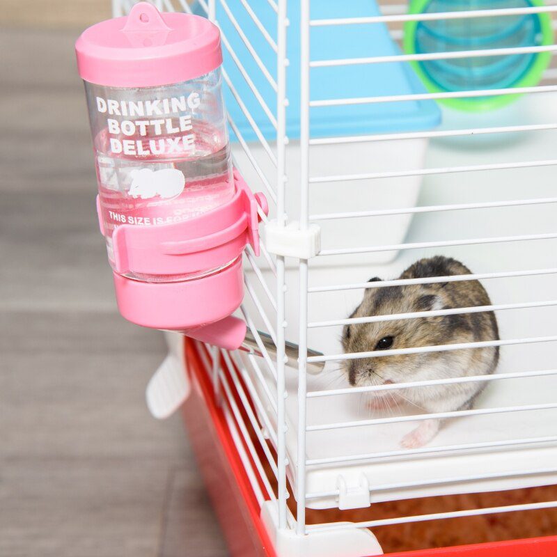 Large Hamster Cage and Habitat, 2-Level Steel Rat Cage, Small Animal House, with Tube Tunnels, Exercise Wheel,