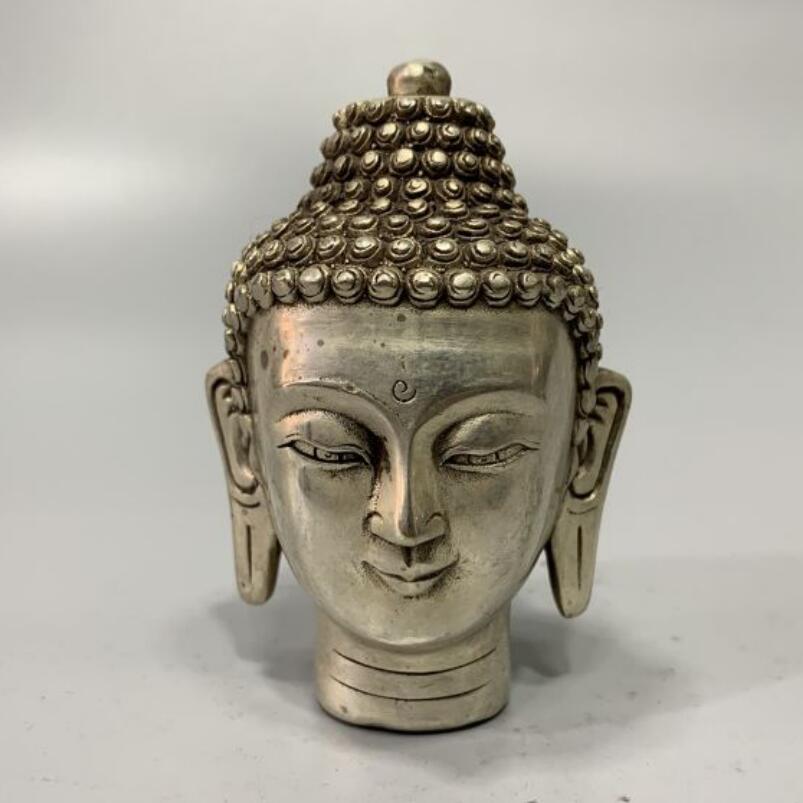 China White copper Sakyamuni Buddha head small crafts statue