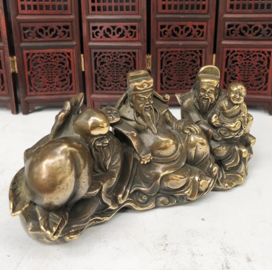 China copper Fu lu shou three God crafts statue