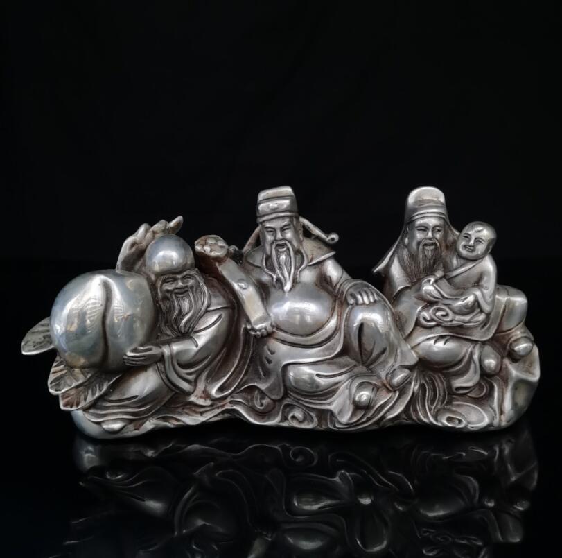 China copper Fu lu shou three God crafts statue