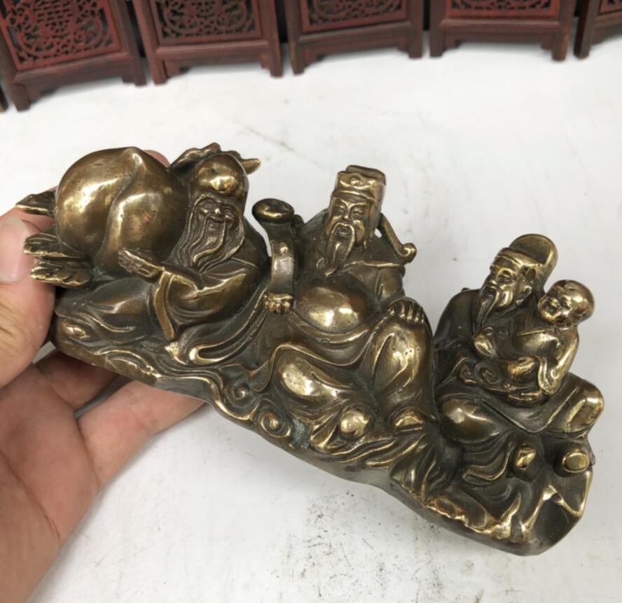 China copper Fu lu shou three God crafts statue