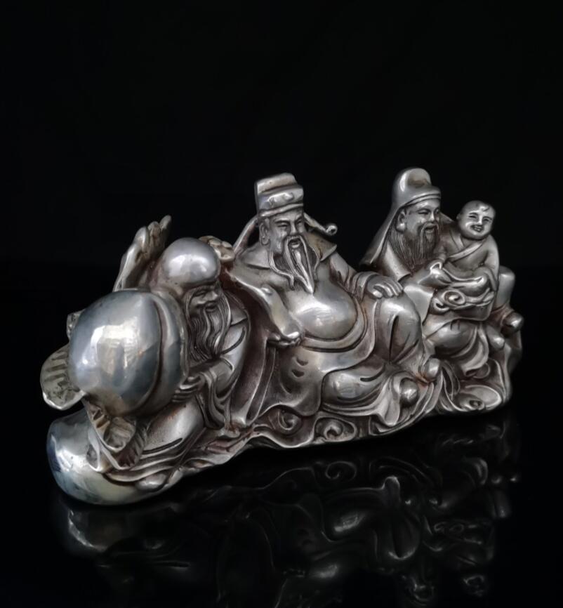 China copper Fu lu shou three God crafts statue