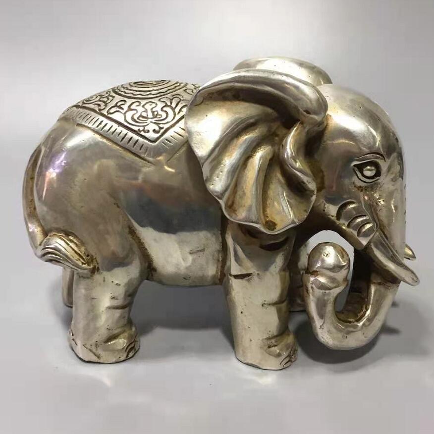 Chinese White copper elephant crafts statue