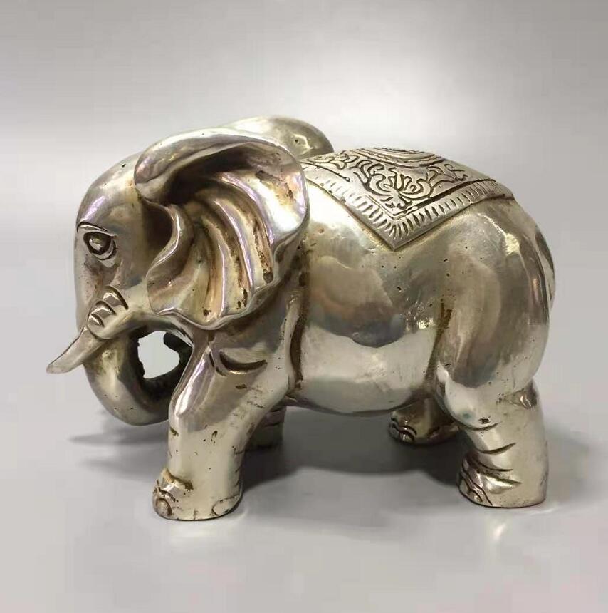 Chinese White copper elephant crafts statue