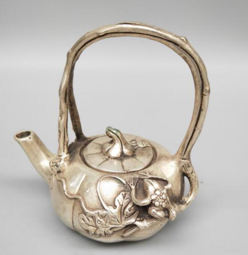 China White copper pumpkin teapot crafts statue