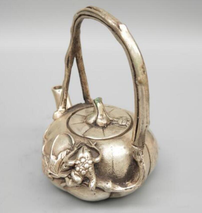 China White copper pumpkin teapot crafts statue