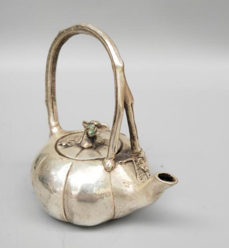 China White copper pumpkin teapot crafts statue