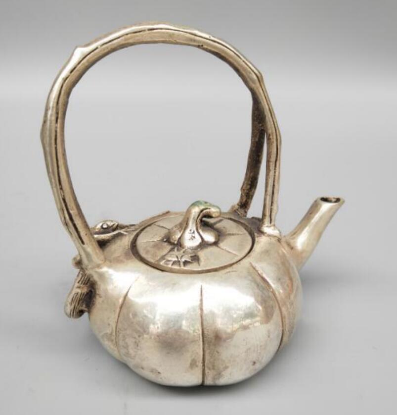 China White copper pumpkin teapot crafts statue