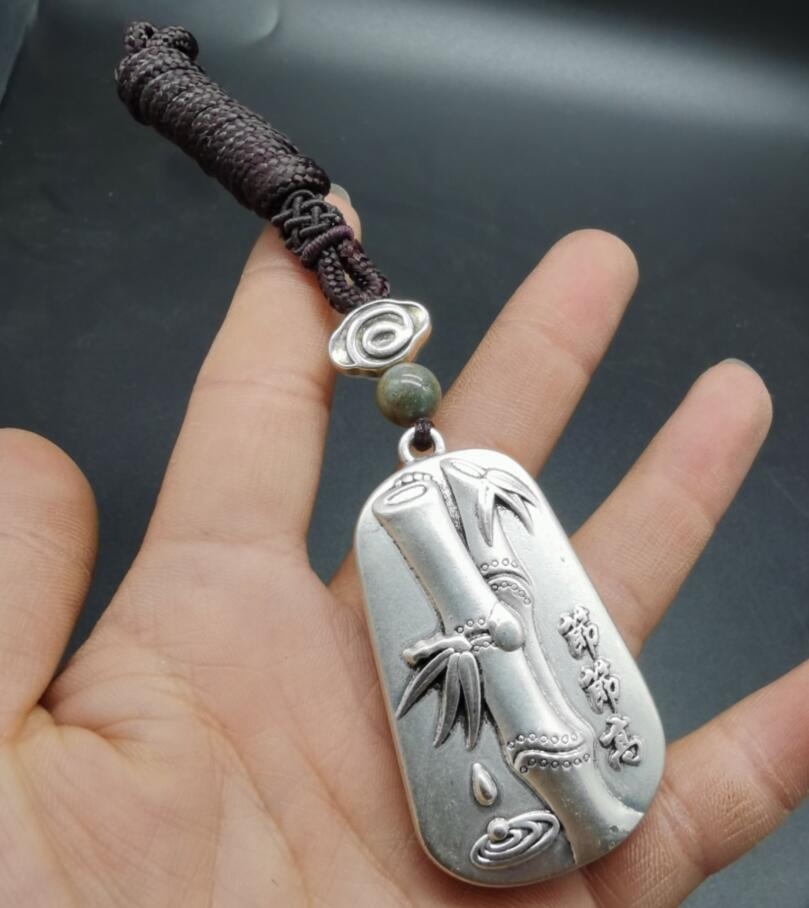 China archaize White copper auspicious blessing amulet pendant