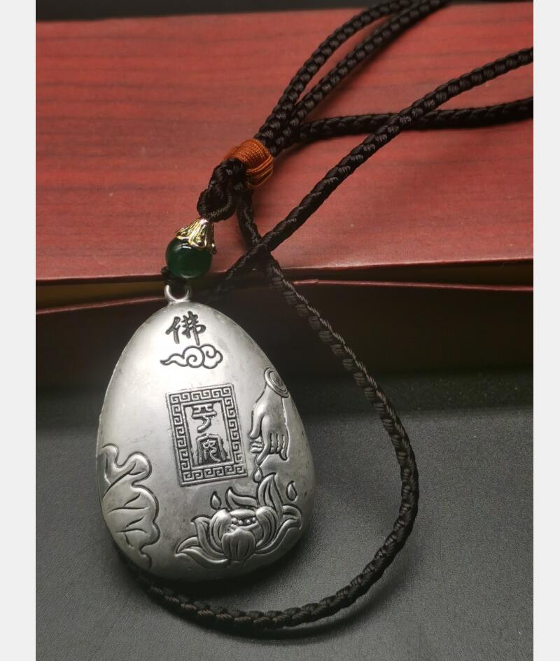 China archaize White copper auspicious blessing amulet pendant