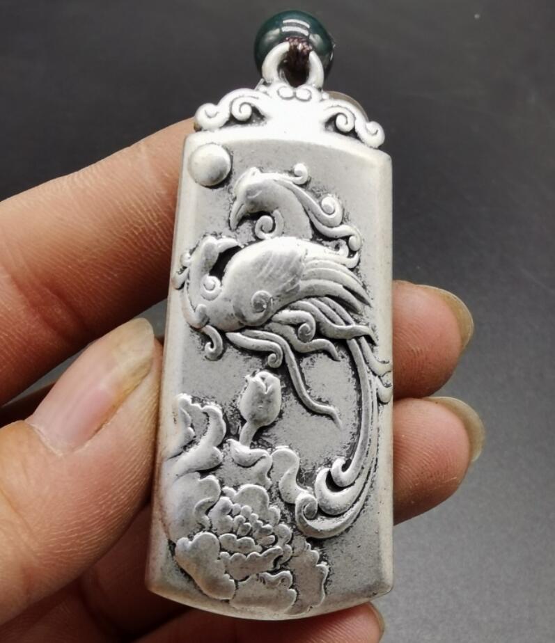 China archaize White copper auspicious blessing amulet pendant