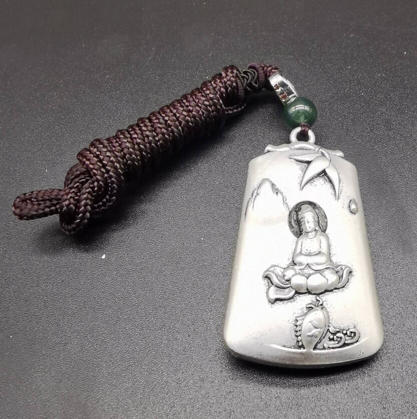 China archaize White copper auspicious blessing amulet pendant