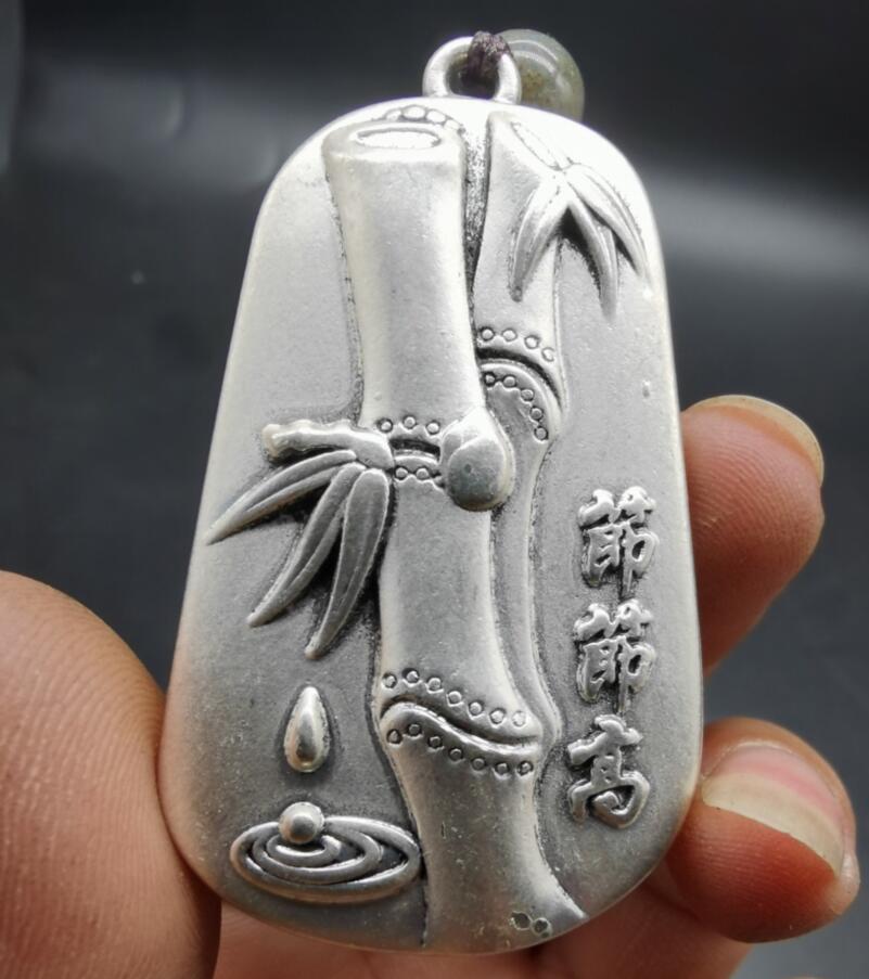 China archaize White copper auspicious blessing amulet pendant