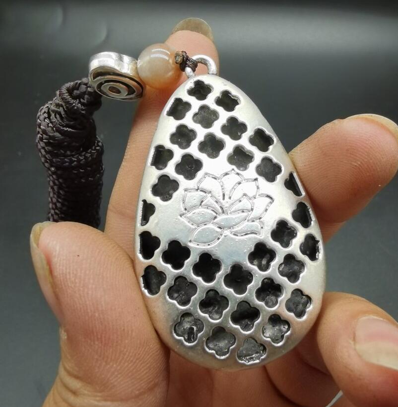 China archaize White copper auspicious blessing amulet pendant