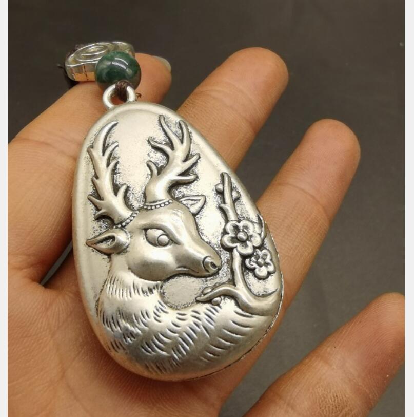 China archaize White copper auspicious blessing amulet pendant