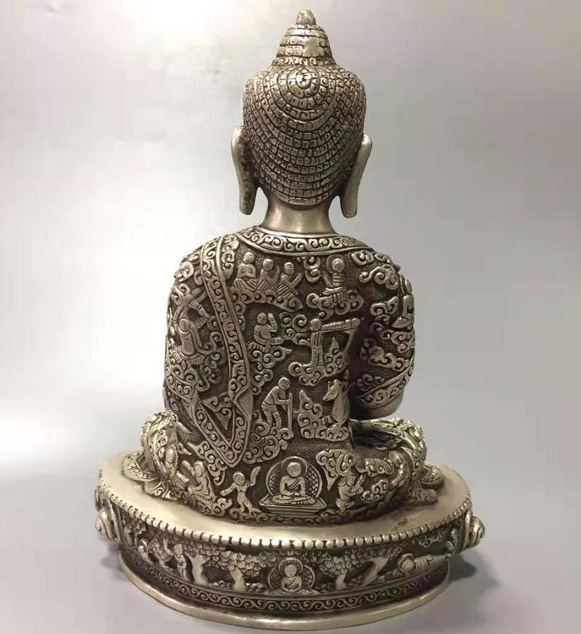 Chinese White copper Medicine Buddha crafts statue