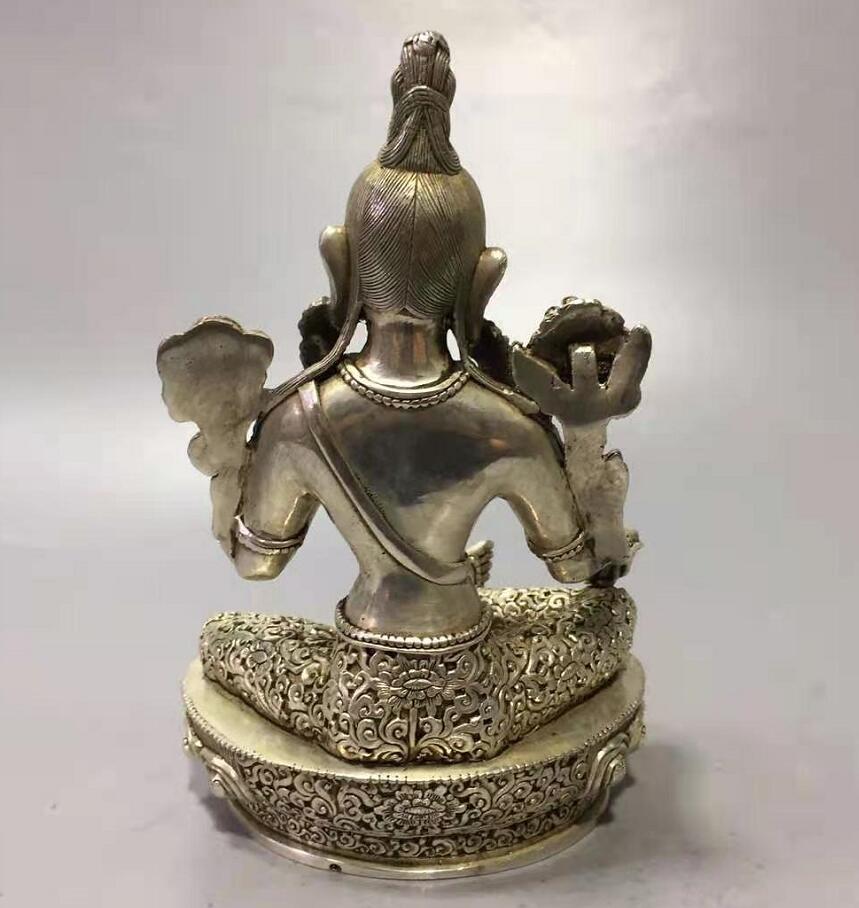 Chinese White copper manjusri bodhisattva Buddha crafts statue