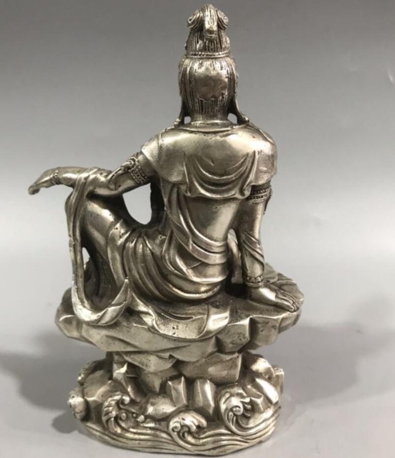 China White copper Guanyin Bodhisattva Buddha crafts statue