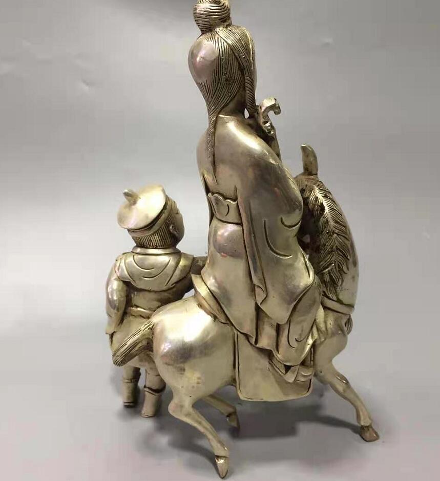 Chinese copper Beauty ride horse crafts statue