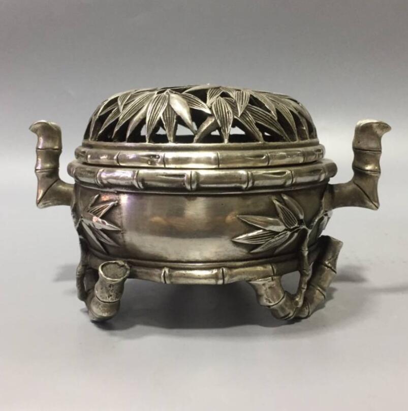 China White copper bamboo incense burner crafts statue