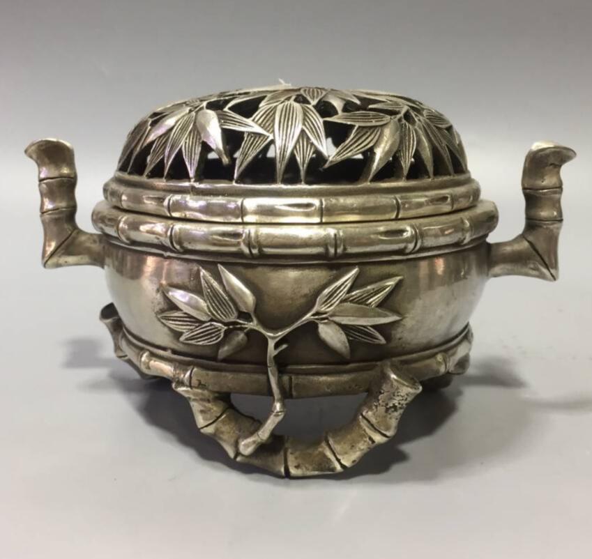 China White copper bamboo incense burner crafts statue